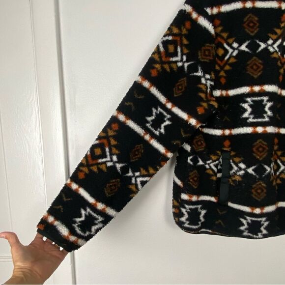Canada Weather Gear Womens XL Black 1/4 Zip Sherpa Sweatshirt Aztec Tribal Comfy - Picture 12 of 14